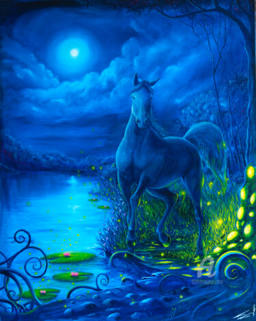 Картина под названием "Horse III" - Krystian Kaplon, Подлинное произведение искусства, Масло