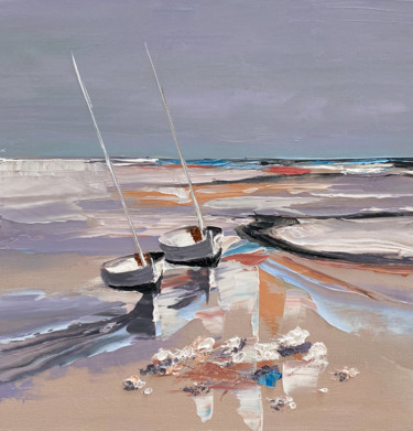 Two souls on the ashore Peinture intitulée "Two souls on the as…" par Kristina Malashchenko, Œuvre d'art originale, Huile Monté sur Châssis