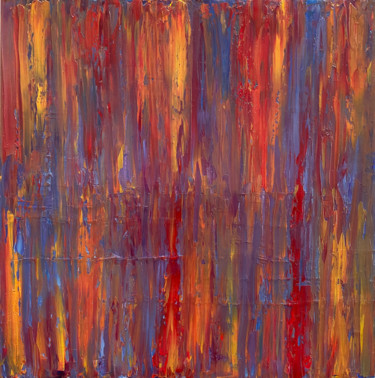 Painting titled "Flame" by Kristina Malashchenko, Original Artwork, Oil Mounted on Wood Stretcher frame