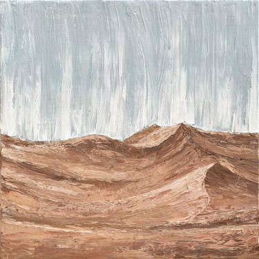 Painting titled "Desert mirage" by Kristina Malashchenko, Original Artwork, Oil Mounted on Wood Stretcher frame