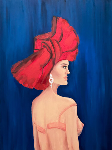 Painting titled "QUEEN MARGOT" by Kristina Malashchenko, Original Artwork, Oil Mounted on Wood Stretcher frame