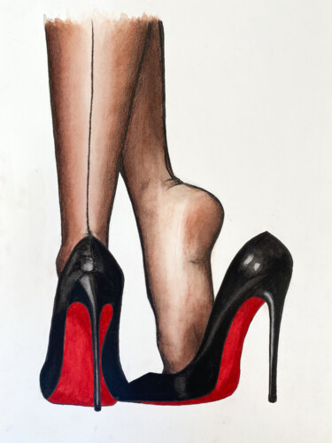 Drawing titled "Elegant dominant #2" by Kristina Malashchenko, Original Artwork, Watercolor