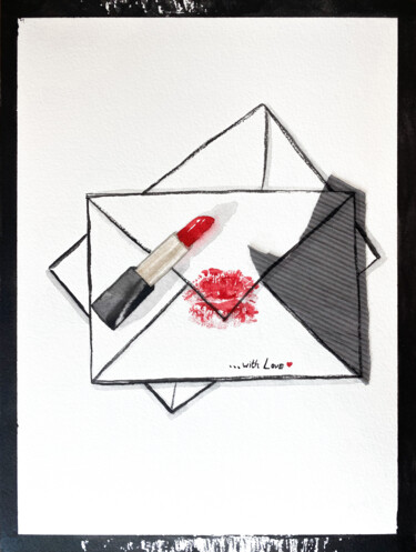 Картина под названием "Love letter" - Kristina Malashchenko, Подлинное произведение искусства, Акварель