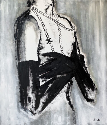 Painting titled "MADAME COCO" by Kristina Malashchenko, Original Artwork, Oil Mounted on Wood Panel