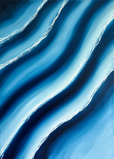 Painting titled "A piece of the sea" by Kristina Malashchenko, Original Artwork, Oil Mounted on Wood Panel