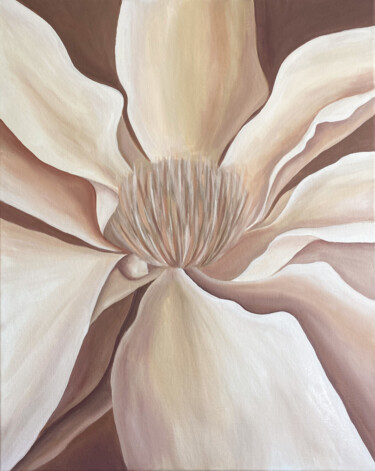 Painting titled "MAGNOLIA" by Kristina Malashchenko, Original Artwork, Oil Mounted on Wood Panel