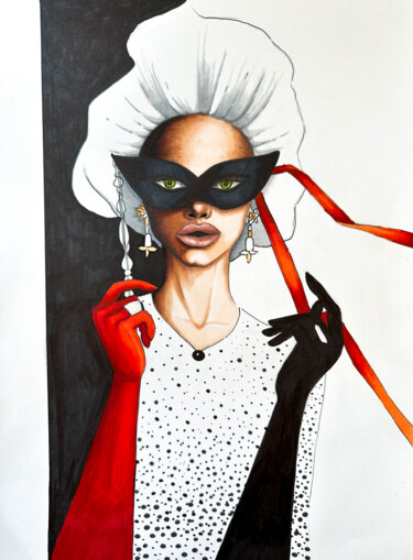 Σχέδιο με τίτλο "Mascarade" από Kristina Malashchenko, Αυθεντικά έργα τέχνης, Μαρκαδόρος