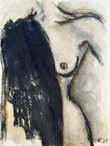 Pintura intitulada "Sensualité et intim…" por Kristina Malashchenko, Obras de arte originais, Aquarela