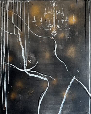 Painting titled "Après minuit. After…" by Kristina Malashchenko, Original Artwork, Acrylic Mounted on Wood Panel
