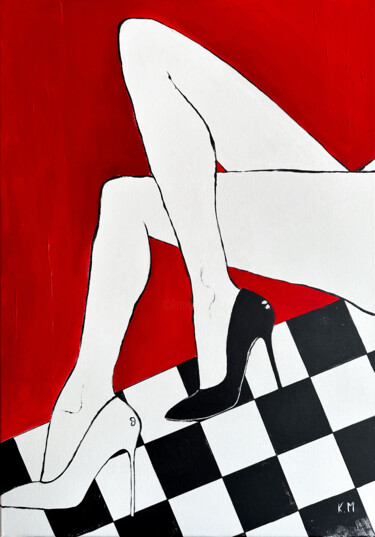 Painting titled "Domino" by Kristina Malashchenko, Original Artwork, Acrylic Mounted on Wood Panel