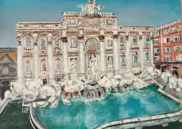 Pintura intitulada "Fontanna di Trevi" por Krystyna Mościszko, Obras de arte originais, Acrílico