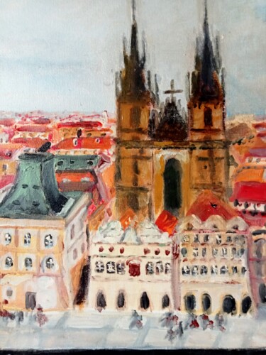 Painting titled "Praga" by Krystyna Mościszko, Original Artwork, Acrylic