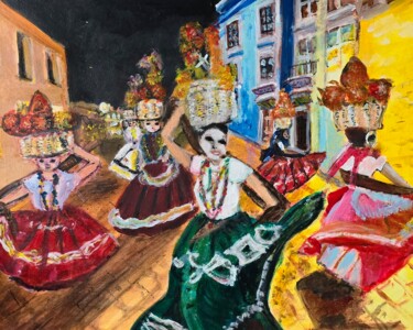Pintura intitulada "Tancerki meksykansk…" por Krystyna Mościszko, Obras de arte originais, Acrílico