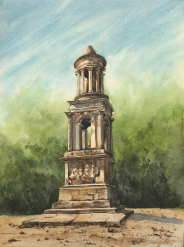 Painting titled "Augustus Mausoleum…" by Krystyna Szczepanowski, Original Artwork, Watercolor