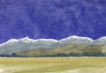 Painting titled "The Jura mountains" by Krystyna Szczepanowski, Original Artwork, Watercolor