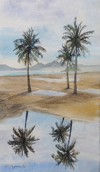 Painting titled "Reflections after t…" by Krystyna Szczepanowski, Original Artwork, Watercolor