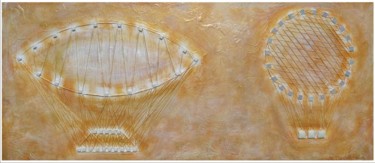 Malerei mit dem Titel "podniebne loty" von Krystyna Ciećwierska, Original-Kunstwerk, Acryl Auf Andere starre Platte montiert