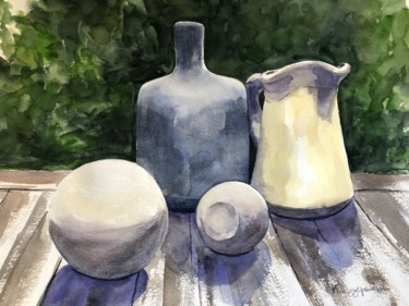 Painting titled "Still life in Beaum…" by Krystyna Szczepanowski, Original Artwork, Watercolor