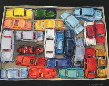 Картина под названием "Rush hour" - Krystyna Szczepanowski, Подлинное произведение искусства, Акварель