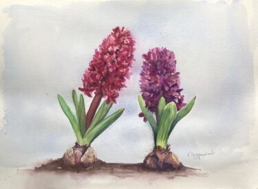 Painting titled "Shades of purple -…" by Krystyna Szczepanowski, Original Artwork, Watercolor