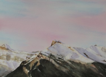 Painting titled "Pink evening" by Krystyna Szczepanowski, Original Artwork, Watercolor