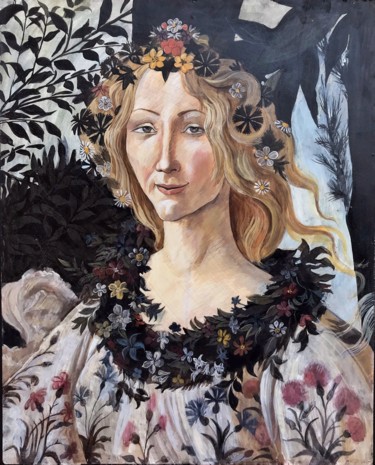 Painting titled "Primavera" by Vitalya Kriuchkova, Original Artwork, Tempera Mounted on Wood Stretcher frame