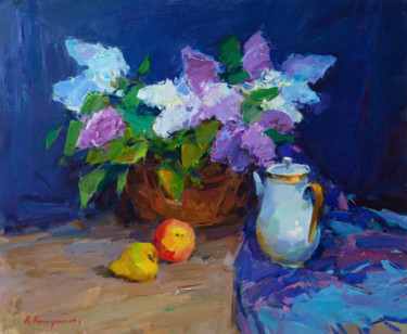 Картина под названием "Bouquet of Lilacs" - Aleksander Kryushyn, Подлинное произведение искусства, Масло Установлен на Дерев…