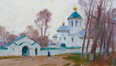 Painting titled "On the way To eveni…" by Aleksander Kryushyn, Original Artwork, Oil Mounted on Wood Stretcher frame