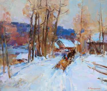 Painting titled "Winter Walks at the…" by Aleksander Kryushyn, Original Artwork, Oil