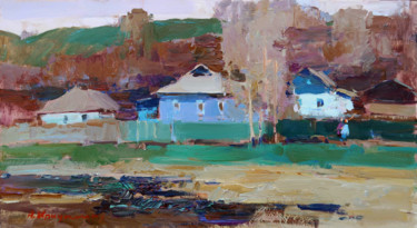 Malerei mit dem Titel "The outskirts of th…" von Aleksander Kryushyn, Original-Kunstwerk, Öl