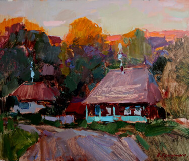 Malerei mit dem Titel "Quiet Evening" von Aleksander Kryushyn, Original-Kunstwerk, Öl