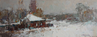 Painting titled "December snow" by Aleksander Kryushyn, Original Artwork, Oil