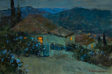 Painting titled "Southern Night" by Aleksander Kryushyn, Original Artwork, Oil