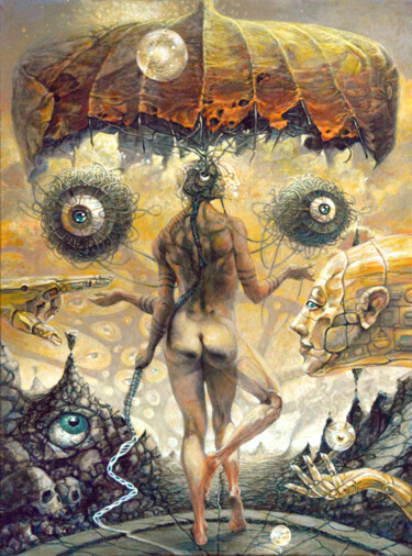 Картина под названием "Prorok Starożytny" - Krzysztof Krawiec, Подлинное произведение искусства, Акрил