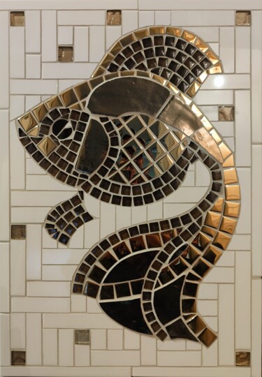 Scultura intitolato "Gold fish" da Krzysztof Bendinger, Opera d'arte originale, Mosaico