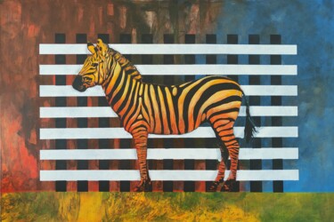 Картина под названием "Zebra daltonisty" - Krzysztof Bendinger, Подлинное произведение искусства, Акрил