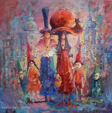 Painting titled "Rodzina / Family" by Krzysztof Lozowski, Original Artwork, Acrylic