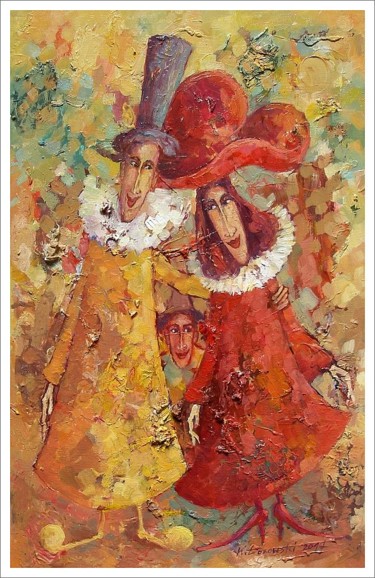 Painting titled "Family" by Krzysztof Lozowski, Original Artwork, Oil