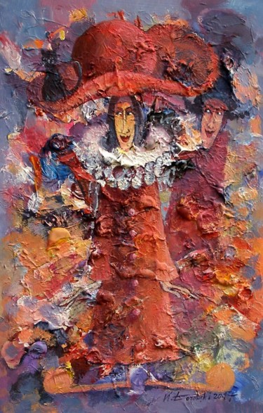 Painting titled "Królewna z kotem /…" by Krzysztof Lozowski, Original Artwork, Acrylic