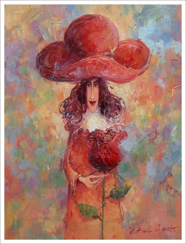 Peinture intitulée "Zaczarowana róża /…" par Krzysztof Lozowski, Œuvre d'art originale, Acrylique