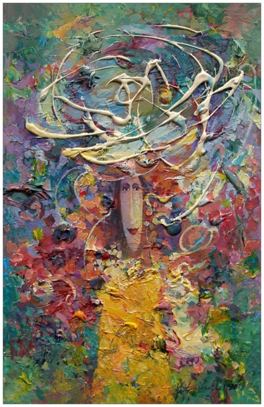 Malerei mit dem Titel "Dama w kapeluszu" von Krzysztof Lozowski, Original-Kunstwerk