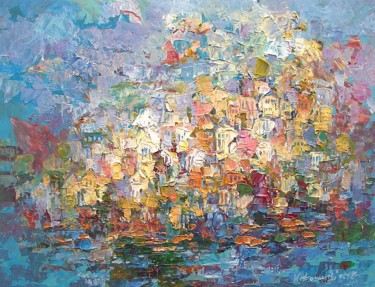 Malerei mit dem Titel "Island Symi, Greece" von Krzysztof Lozowski, Original-Kunstwerk