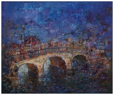 Картина под названием "Amsterdam" - Krzysztof Lozowski, Подлинное произведение искусства