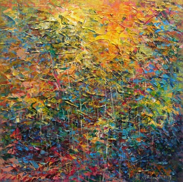 Painting titled "Meadow" by Krzysztof Lozowski, Original Artwork, Acrylic