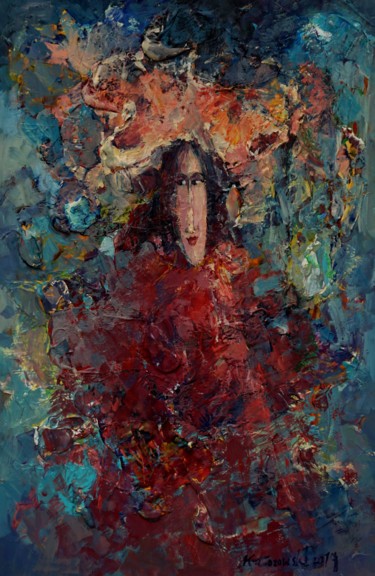 Painting titled "Series Ladies In Ha…" by Krzysztof Lozowski, Original Artwork, Acrylic