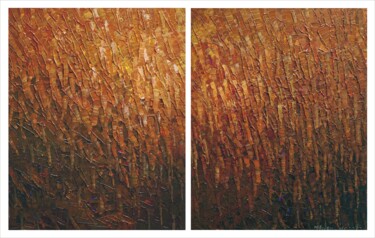 Painting titled "Meadow Diptych 77" by Krzysztof Lozowski, Original Artwork, Acrylic