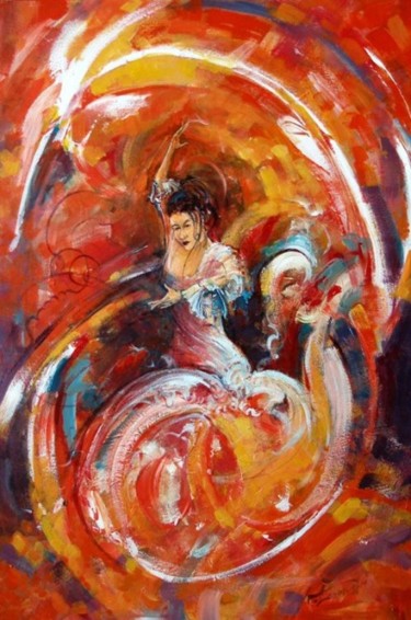 Peinture intitulée "Ekspresja Flamenco" par Krzysztof Lozowski, Œuvre d'art originale
