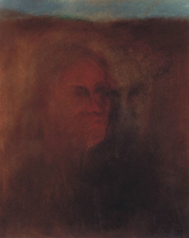 Painting titled "Autoportret grobowy" by Krzysztof Lozowski, Original Artwork