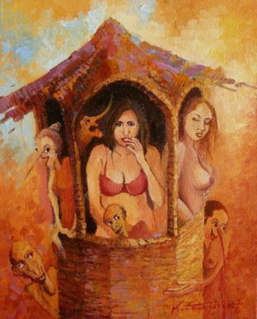 Malarstwo zatytułowany „Wieża czarownic” autorstwa Krzysztof Lozowski, Oryginalna praca