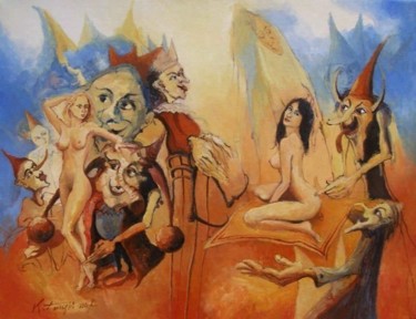 Pintura titulada "Piękna i bestie" por Krzysztof Lozowski, Obra de arte original
